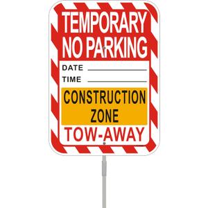 Temporary No Parking Construction Zone Tow Away Sign Do Not Block 14" x 10" With 35" Long Metal Stake Private Property Driveway Road With Stand Aluminum Outdoor Yard Business Home