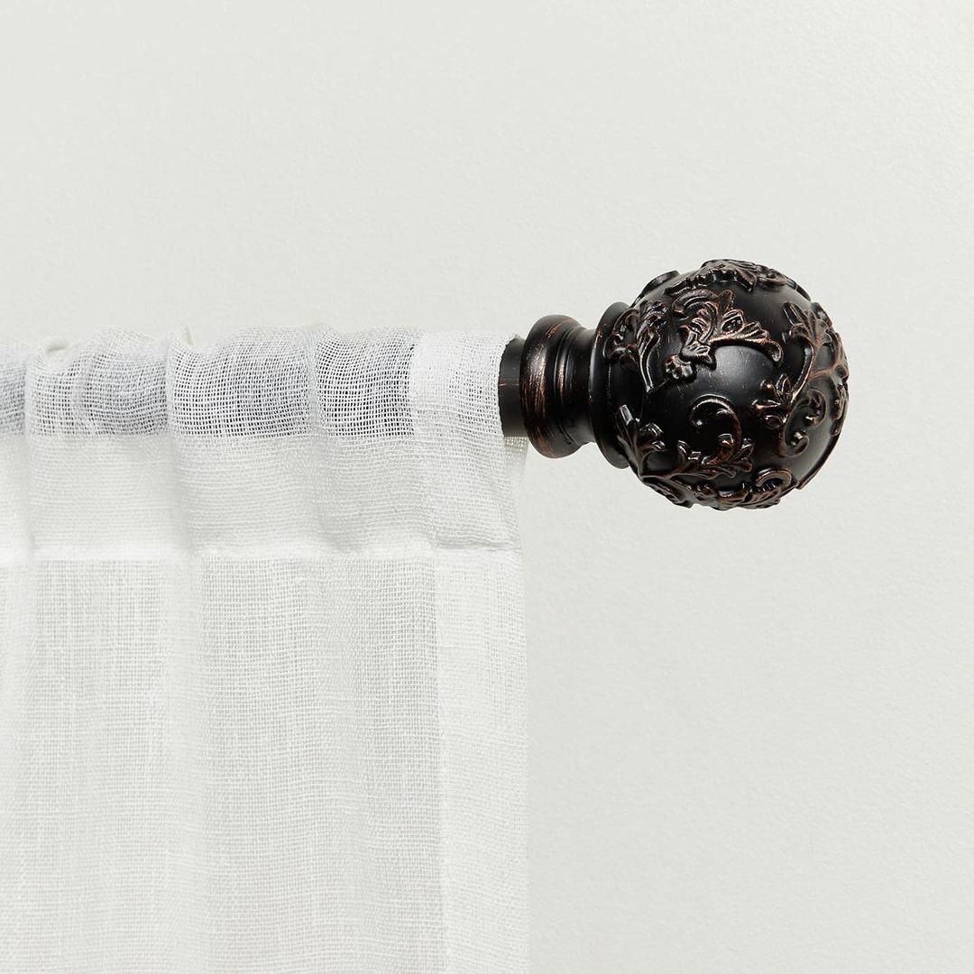 EXCLUSIVE HOME Vine 1" Curtain Rod and Finial Set, Oil Rubbed Bronze, Adjustable 36"-72"