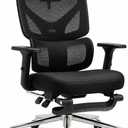 Black Ergonomic Office Chair with Footrest, for Home and Office, 26 x 23 x 50.4 inches