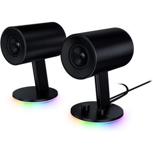Razer Nommo Chroma: Custom Woven 3" Glass Fiber Drivers - Rear-Facing Bass Ports - Bass Knob w/Automatic Gain Control Chroma Enabled - Full Range 2.0 PC Gaming Speakers, Black