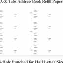 Half Letter Size Address Book Refills for 3 Ring Mini Binders - A-Z Telephone Address Notebook Refill Paper with Alphabetical Tabs, 120gsm White Paper, 5.8" x 8.3"