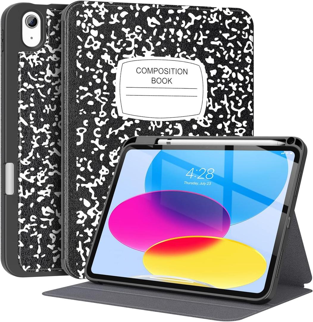 Supveco Case for iPad (A16) 11th Generation 11 inch (2025),iPad 10th Generation 10.9 inch (2022) with Pencil Holder-[Auto Wake/Sleep],Premium Folio Stand Case with Soft TPU Back Cover-Book