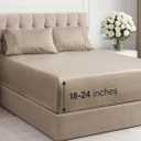 Extra Deep Pocket Queen Sheet Set - 4 Piece Breathable & Cooling Bed Sheets - Hotel Luxury Sheet Set - Soft, Wrinkle Free and Comfy - Fits Extra Deep Mattresses - Deep Pocket Heathered Beige Sheets