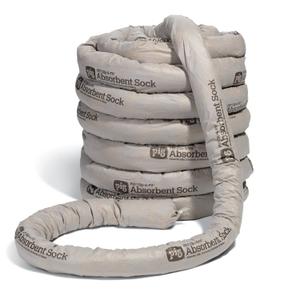 PIG Clip-&-Fit Absorbent Sock, 8 Gal Absorbency, Create Your Own Custom Lengths, 2" Dia x 120' L, Gray, PIG219