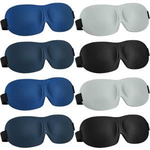 Bencailor 8 Pcs Sleep Mask for Side Sleeper 3D Eye Masks for Sleeping Blackout Eye Cover Shade Night Blindfold with Adjustable Strap for Women Men Sleeping Game Gifts(Medium,Retro Colors)
