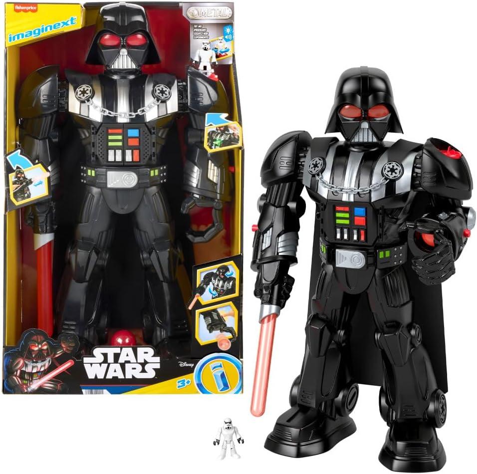 Fisher-Price Imaginext Star Wars Darth Vader Bot 2+ Ft Tall Toy, Lights Sounds & Stormtrooper Metal Character Key for Kids Ages 3+ Years