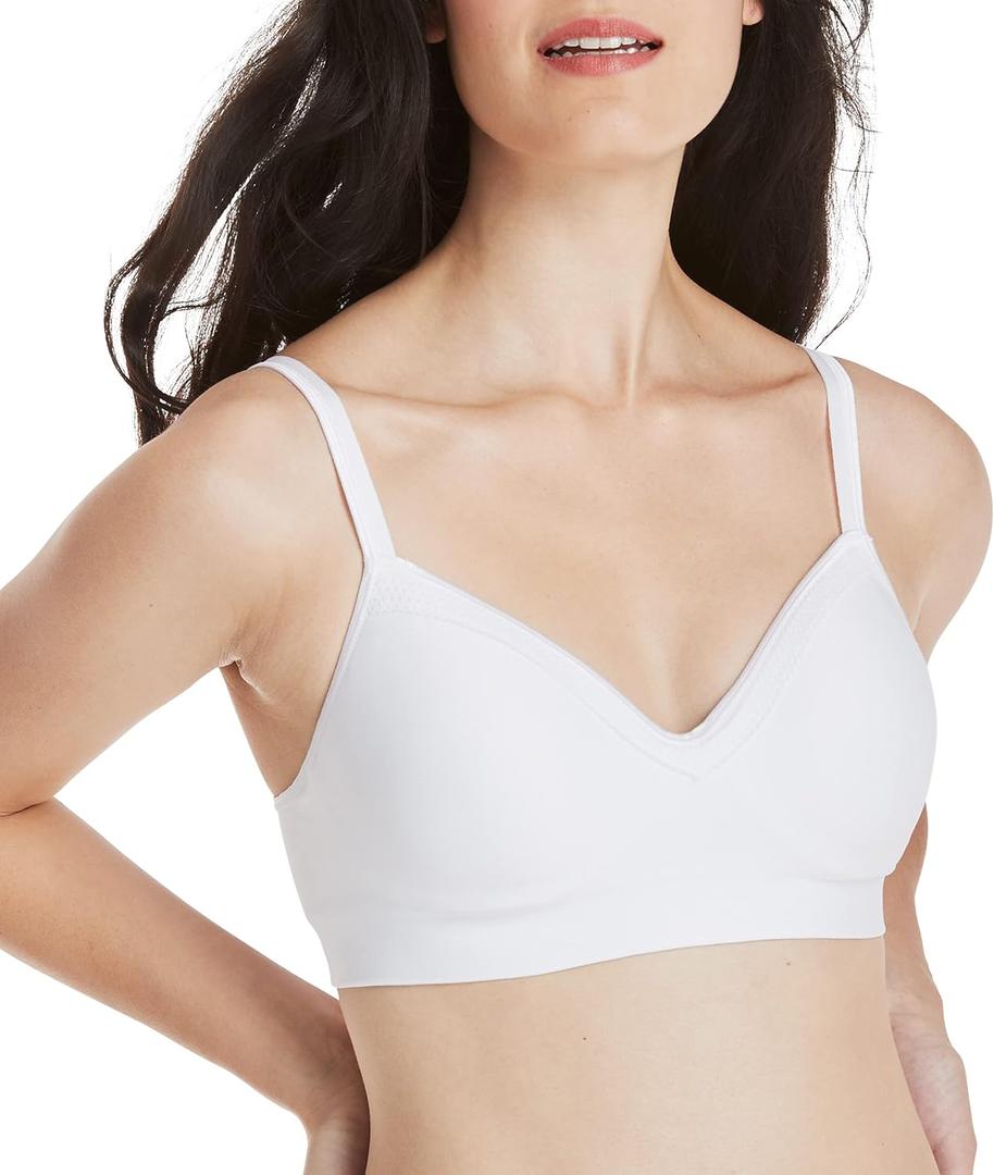 Hanes Women's Comfort Evolution Lace Wirefree Bra, White, 2X