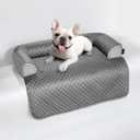 Medium Cooling Dog Bed, 35 x 31 inch Waterproof Couch Cover for Dogs Washable, Non-Slip Bottom Self Cooling Mat for Dogs, Durable & Non-Gel, Dog Couch Bed for Sofa Floor Car, Metallic Grey