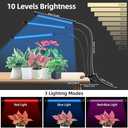 LED Grow Lights with Full Spectrum Clip Plant Growing Lamp with Red Blue LED for Indoor Plants 10-Level Dimmable with 3/9/12H Timer 4-Head