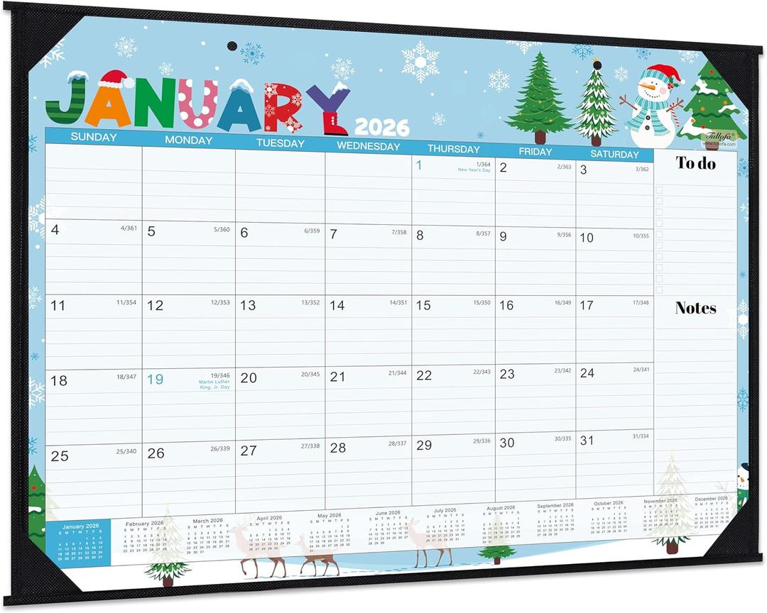 2026 Desk Calendar - Large Desk Calendar 2026, Jan.2026 - Dec.2026, 22" x 17", 2026 Calendars with Corner Protectors + Large Ruled Blocks, To-do & Notes, 12 Different Themes