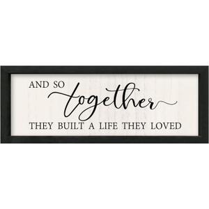 LuZhiQiang Master Bedroom Above Bed And So Together They Built A Life They Loved Farmhouse Wall Decor 16"6" Rustic Home Sign Small Wood Framed for Over Bed Hanging Wall Art (Black) LuZhiQiang Master Bedroom Above Bed And So Together They Built A Life They Loved Farmhouse Wall Decor 16"6" Rustic Home Sign Small Wood Framed for Over Bed Hanging Wall Art (Black)