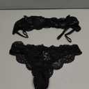WDIRARA Women's 2 Piece Exotic Lingerie Set Floral Lace Mesh Sheer Strapless Bra and Panty Set (Black,small)