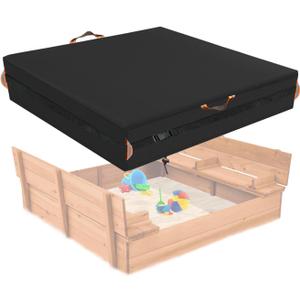 Square Sandbox Cover, Made 600D Heavy Duty for Children's Sandbox Protection Kids Outdoor Sand Boxes Sandpit, with Two Reflective Handles,5 Metre Drawstring and snap47.2" L x 47.2" W x 8" H