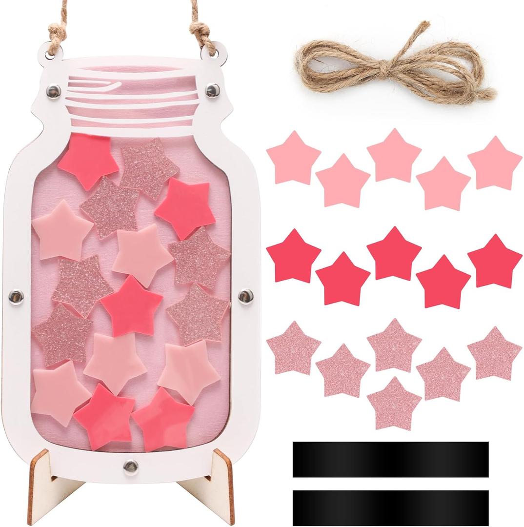 Reward Incentive Jar, Anglecai Stars Incentive Jar for Classroom Magnetic Reward Behavior Chart for People Responsibility Can Behavior Management Tool (Pink)
