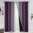 COSVIYA 100% Blackout Curtains & Drapes Ombre Purple Curtains 84 inches Long 2 Panels Set, Full Room Darkening Grommet Gradient Insulated Thermal Window Curtains for Bedroom/Living Room,52x84 inches