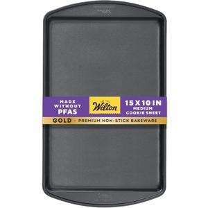 Wilton Gold Premium Non-Stick Warp-Resistant Bakeware, Made without PFAs, Medium Cookie Sheet, 15.25 x 10.25 in