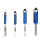 4 Pcs Straight Flush Trim Router Bit 1/4 Shank C3 Carbide Bottom Bearing Router Bit for DIY and Professional Woodworking