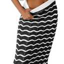 Saodimallsu Women Striped Beach Cover Up Set Button Short Sleeve Collared Crop Top Maxi Skirt Crochet 2 Piece Outfits (Large, Black)