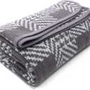 PuTian Merino Wool Blanket - 87" x 63" Thick Warm Soft Large Bed Throw - Great for Camping, Outdoors, Travel, Car, Couch, All Seasons Houndstooth Grey