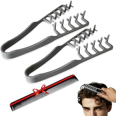 ELIDENZ Texture Comb for Men, 2 Pcs. + 1 Gift Natural Texturizing and Styling Comb, Creates Fluffy Hairstyles, Ideal for Daily Grooming