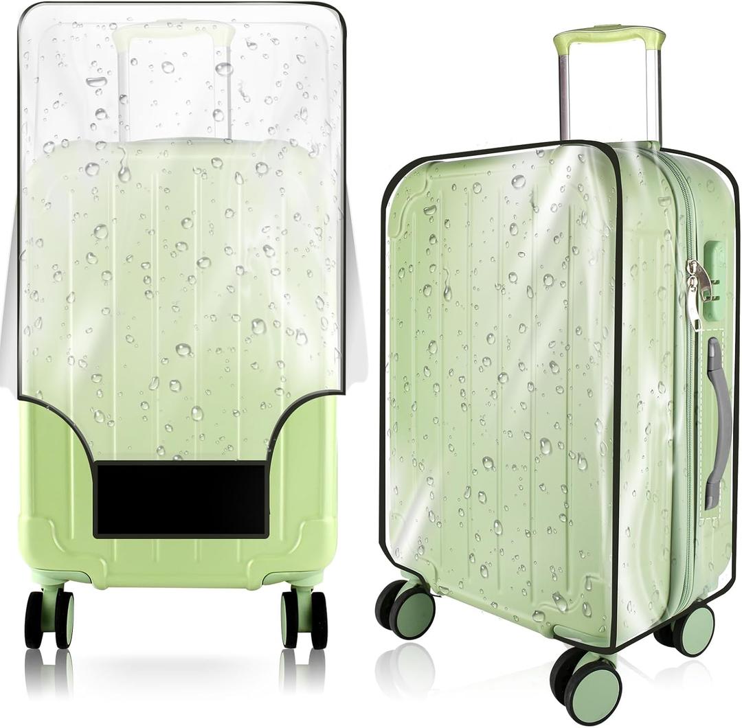 Thicken Clear Luggage Cover Protector, 28" PVC Luggage Covers for Suitcase Waterproof Dustproof Anti-scratch Travel Suitcase Covers Case for Wheeled Luggage (Clear-Black Frame)