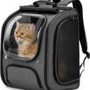 Pecute Cat Backpack Carrier, Large Space Cat Bubble Backpack, Breathable Cat Carrier, Shaded Dog Backpack Carrier, Ergonomic 3D Design for Travel, Hiking, Suitable for Shopping, and Vet, Gray (12.6"L x 10.2"W x 16.5"H)