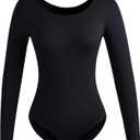 DANSHOW Women Long Sleeve Dance leotards for Ballet Adult lady Train top (XX-Large, Black)