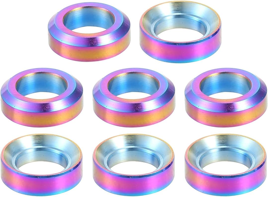 8 Pcs M6x5.5 Universal Bicycle Bolt Brake Screw Washer Bolts - MTB Mountain Bike Bicycle Concave Convex Balancer - Titanium Alloy Assorted Color