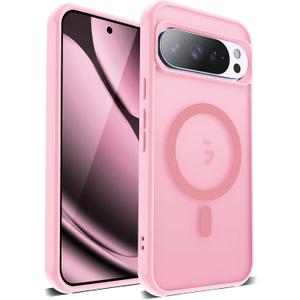 Compatible with Google Pixel 10 Pro XL Case with Magnetic Translucent Matte Phone Case with Anti-Fingerprint Tech [Compatible with Mag-Safe], Pink