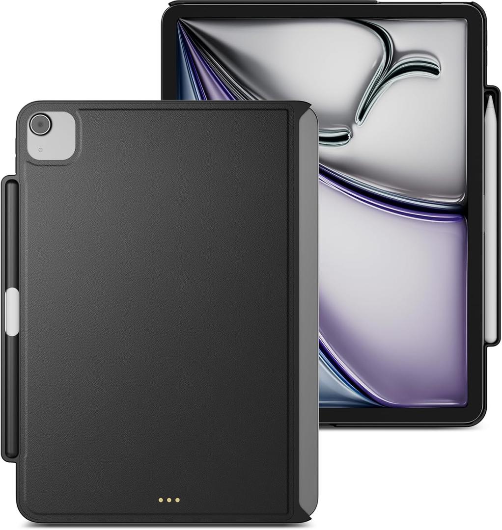 MAGEASY CoverBuddy Magic Keyboard Compatible Case for iPad Air 11" (M4 2026 / M3 2025 / M2 2024, 8th/7th/6th Gen) iPad Case fits Magic Keyboard with Pencil Holder (Leather Black 5.05)