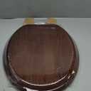Angel Shield Durable Wood Veneer Natural Toilet Seat Metal Hinged Easy Clean Anti-scratch American Standard(Round,Dark Walnut)