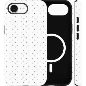 Jusy Compatible with MagSafe Polka Dot Case for iPhone 16e/17e, Cute Aesthetic Polka Dots Magnetic Phone Case, Soft TPU and Hard PC Protective Phone Cover for Women Girls (Matte) - White