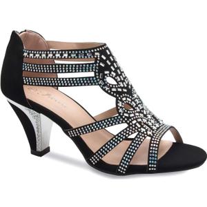 Olivia K Women's Open Toe Strappy Rhinestone Dress Sandal Low Heel Wedding Shoes White Glitter (8)