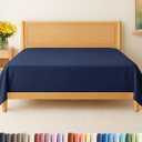 Cal King Size Flat Sheet - Hotel Quality Top Flat Bed Sheet Only - Ultra-Soft, Comfy, Breathable & Cooling - Fade & Wrinkle Free - Easy-Care, Stain & Shrink Resistant Bedding - Oeko-Tex - Navy Blue