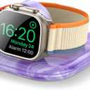 for Apple Watch Magnetic Charging Dock - Fast Magnetic Charger Stand, Compatible with Apple Watch Series 2/3/4/5/6/7/8/9/10/Ultra 1 2, Supports Nightstand Mode, Portable Design for Travel (Marble Purple)