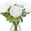 5PCS Real Touch Roses White Artificial Flowers, 16.93" Long Stems Lifelike Faxu Roses Fake Flowers for Table Centerpieces Wedding Home Party Decorations(White)