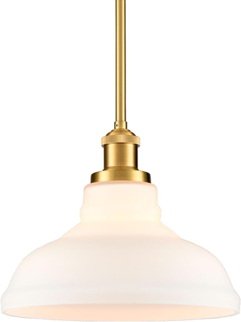 HOLKIRT Modern Pendant Light Fixtures Gold Pendant Lights Kitchen Island Hanging Lights for Bedroom Dining Room Bathroom with Dome Opal Glass,Adjustable Height (Brass)