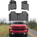 Mixsuper Liner Floor Mats for 2019-2025 Chevy Silverado 1500/GMC Sierra 1500, 2020-2025 Chevy Silverado/GMC Sierra 2500HD/3500HD Crew Cab with Rear Underseat Storage Box, Front Bucket