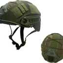 CMAIR4U Airsoft Fast Helmet with Helmet Cover,PJ Type Tactical Helmet with Front NVG Mount and Side Rail,Military Tactical Airsoft Gear (OD)