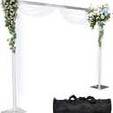 Pipe and Drape Backdrop Stand 8ftx10ft Adjustable Background Support System Heavy Duty Background Stand for Wedding Banquet Decorations Silvery (8x10 FT)