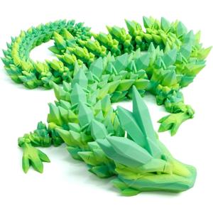3D Printed Dragon - 24 inch Large Pearly Sheen Articulated Dragon Fidget Toy, Party Favors, Classroom Prizes, Surprise Gift for Birthday, Christmas, Figurine Decor(Summer Rainbow)