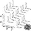16PCS L Brackets 304 Stainless Steel 90 Degree Right Angle Waterproof Metal Shelf Support Brackets, DIY Fastners with 64pcs Screws