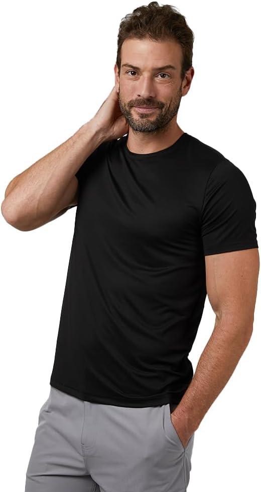 32 Degrees Men's Cool Classic Crew T-Shirt | Anti-Odor | 4-Way Stretch | Moisture Wicking (XX-Large, Black)