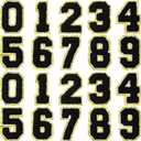 20 Pcs 3.15 in Chenille Iron on Numbers Embroidery Patches with Glitter Sequins Sew 0-9 Applique for Team Uniform Sports T-Shirt Football Jeans Bags Decors(Black)