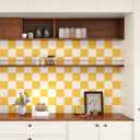 Orange and Yellow Checkered Wallpaper Modern Plaid Mosaic Contact Paper Peel and Stick Countertops Removable Cream Checkerboard Wallpaper for Bedroom Cabinets Liners Nursery Desk 17.5"x102"