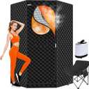 Portable Sauna for Home - Upgraded Personal Home Sauna Box with 3L 1300W Steamer, Big Folding Chair, 9 Levels Heat, Timer, Remote Control - Large Size Steam Room Saunas Tent for Relaxation & Spa Black