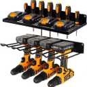 Power Tool Organizer with Charging Station,Drill Holder Wall Mount,Garage Storage Shelves for Organization and Storage,Heavy Duty Pegboard Wall Organizer Set Solid Metal Black