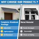 Jasdego 100"x31" Aluminum Door Awning, 6-Level Adjustable Window Canopy