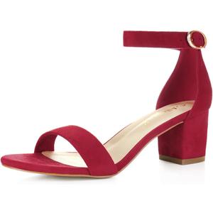Allegra K Women's Open Toe Block Heel Ankle Strap Sandals