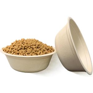 JETKONG 16 oz/2 Cup Disposable Dog Bowls 50pk, 100% Compostable Pets Feeding Bowls Paper Dog Travel Bowls Great for Dry and Wet Dog Food or Water (Natural, Pack of 50)